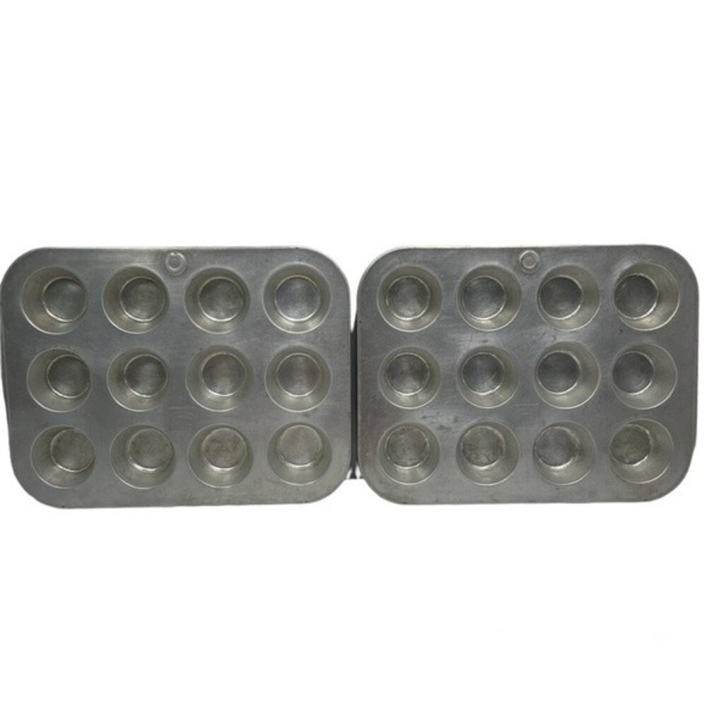 Vintage Mirro Mini Muffin Aluminum Pans Set MCM Stackable 12 Wells Made in USA